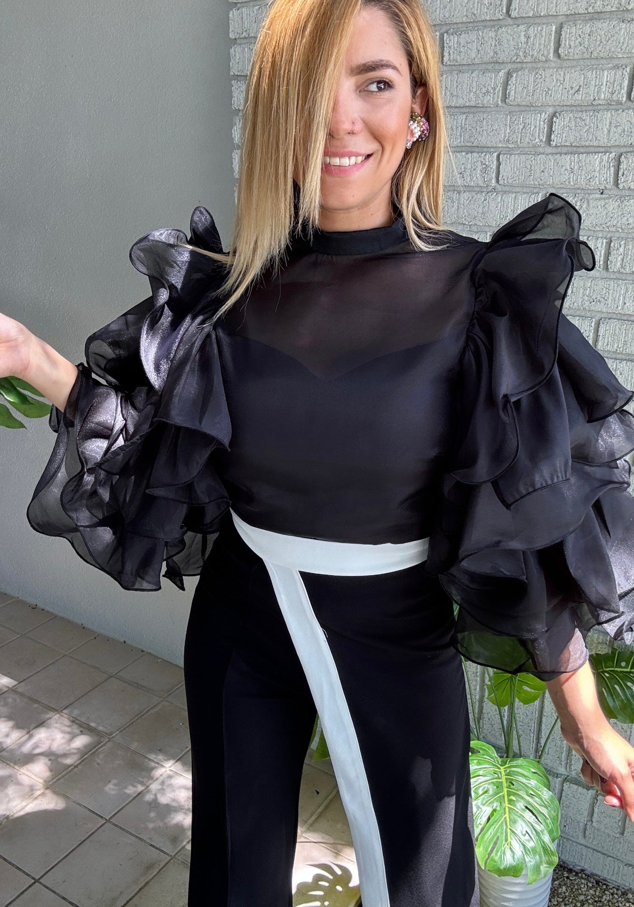 Perfection Black Ruffle top