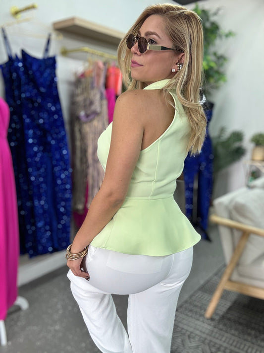 Flor Peplum Top (soft green)