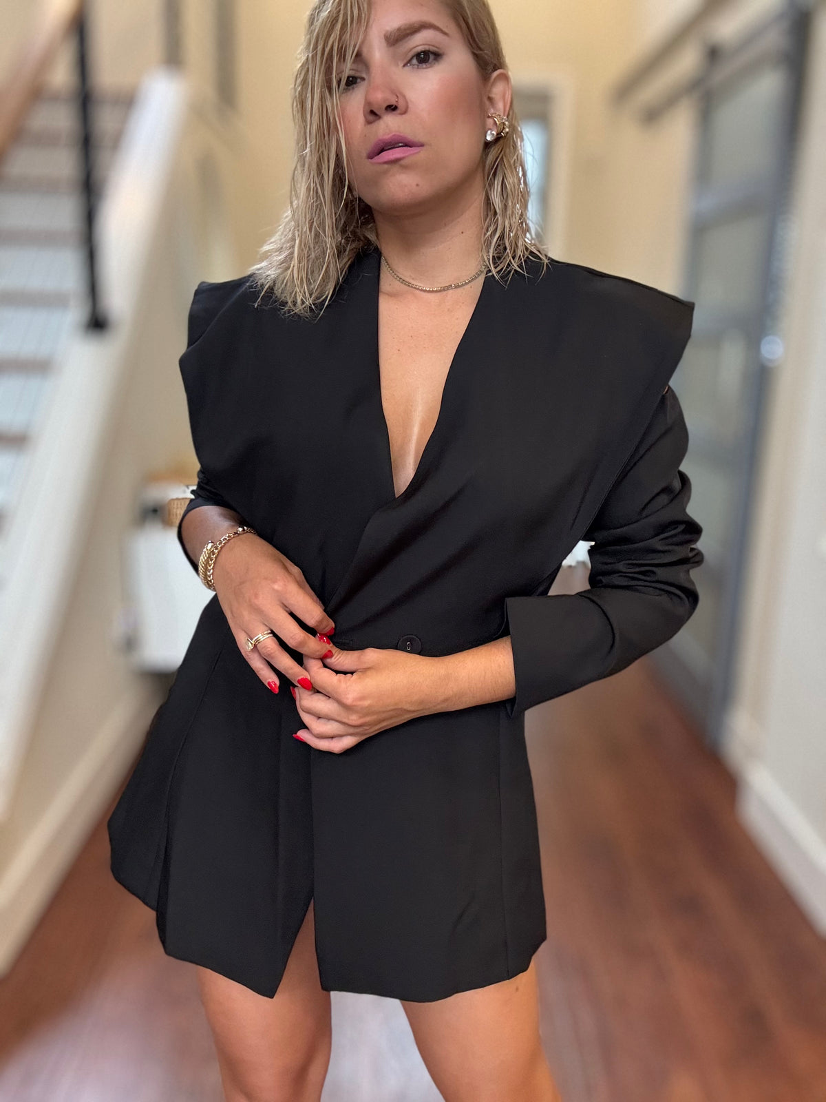 Bianca Blazer Top – Black