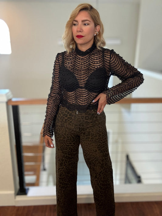 Isadora Pearls Top (Black)