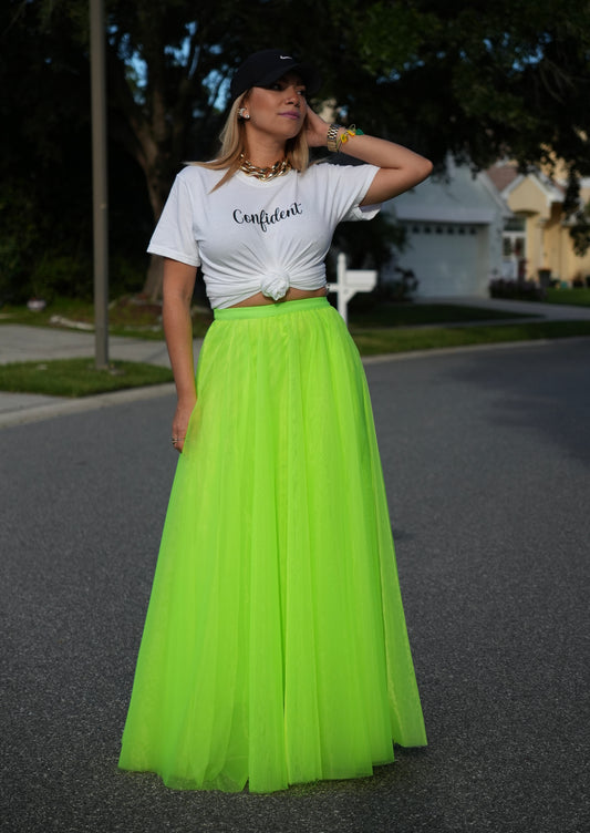 White crew-neck T-shirt with front knot and black script logo