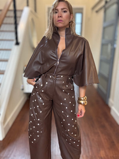 Nora Leather-Look Set – Brown