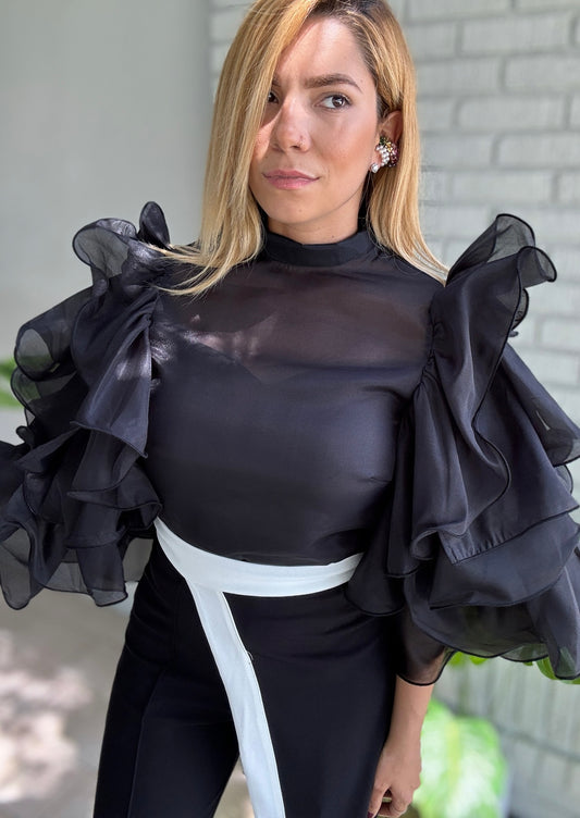 Perfection Black Ruffle top