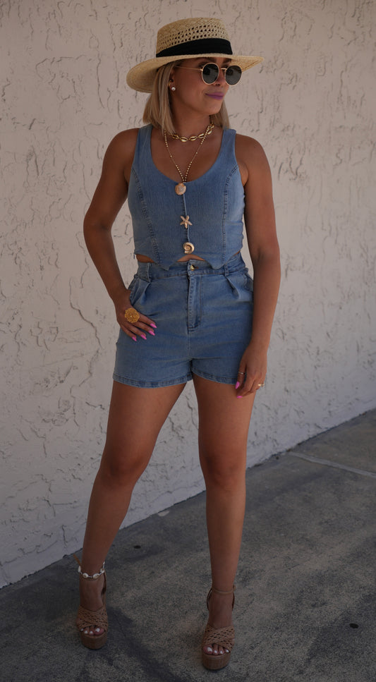 Nathalia Denim Short Set