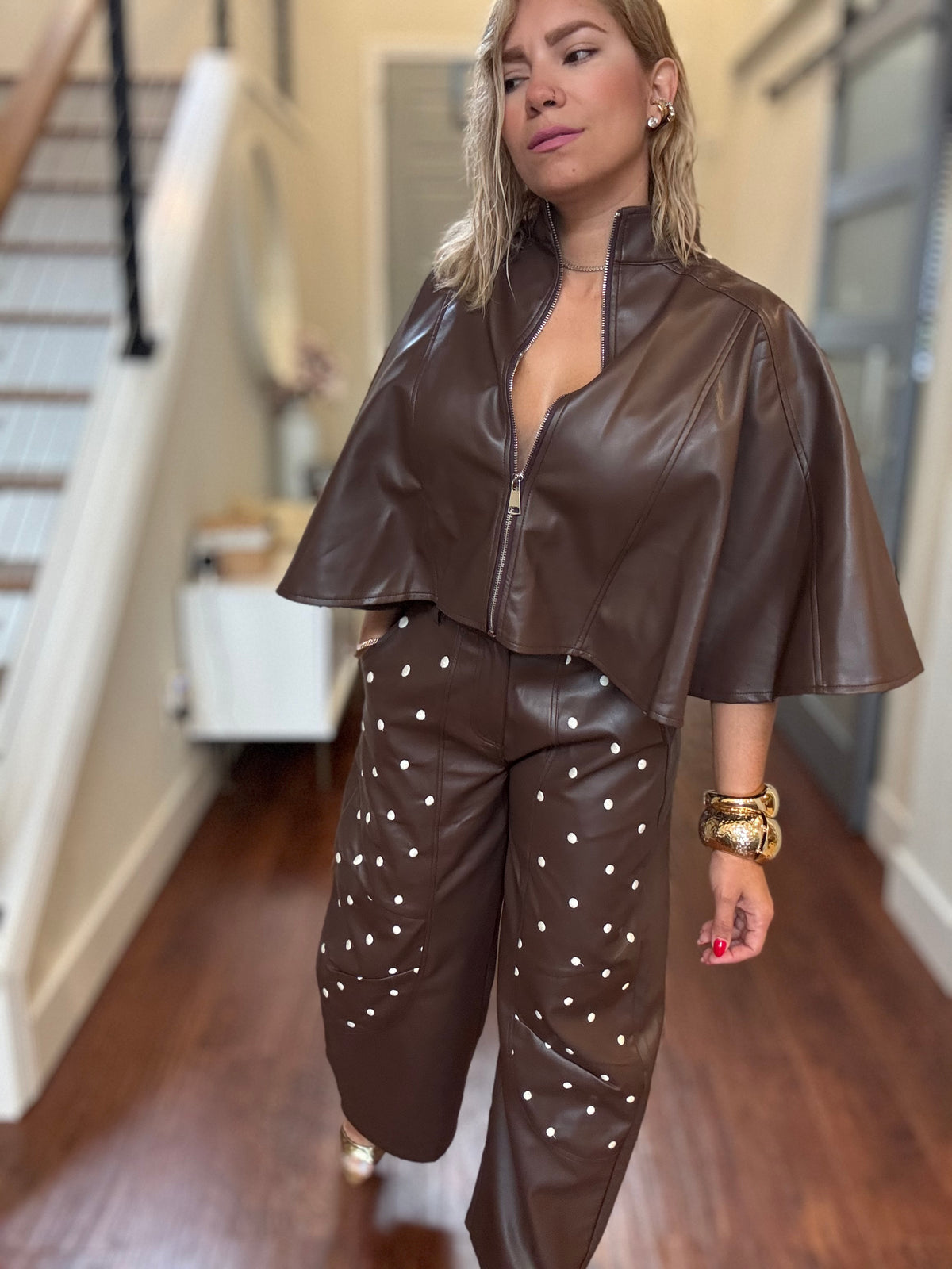 Nora Leather-Look Set – Brown