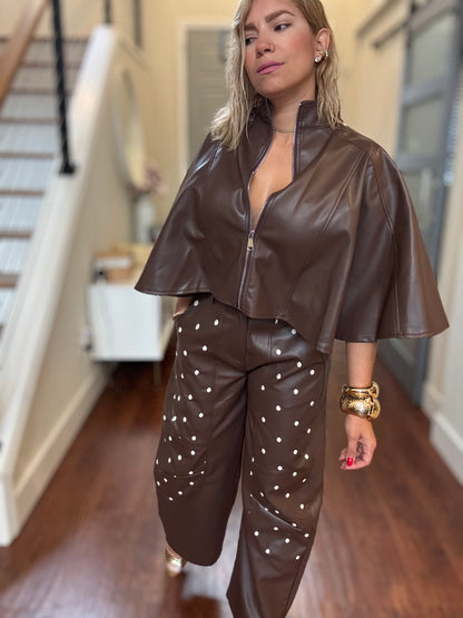 Nora Leather-Look Set – Brown