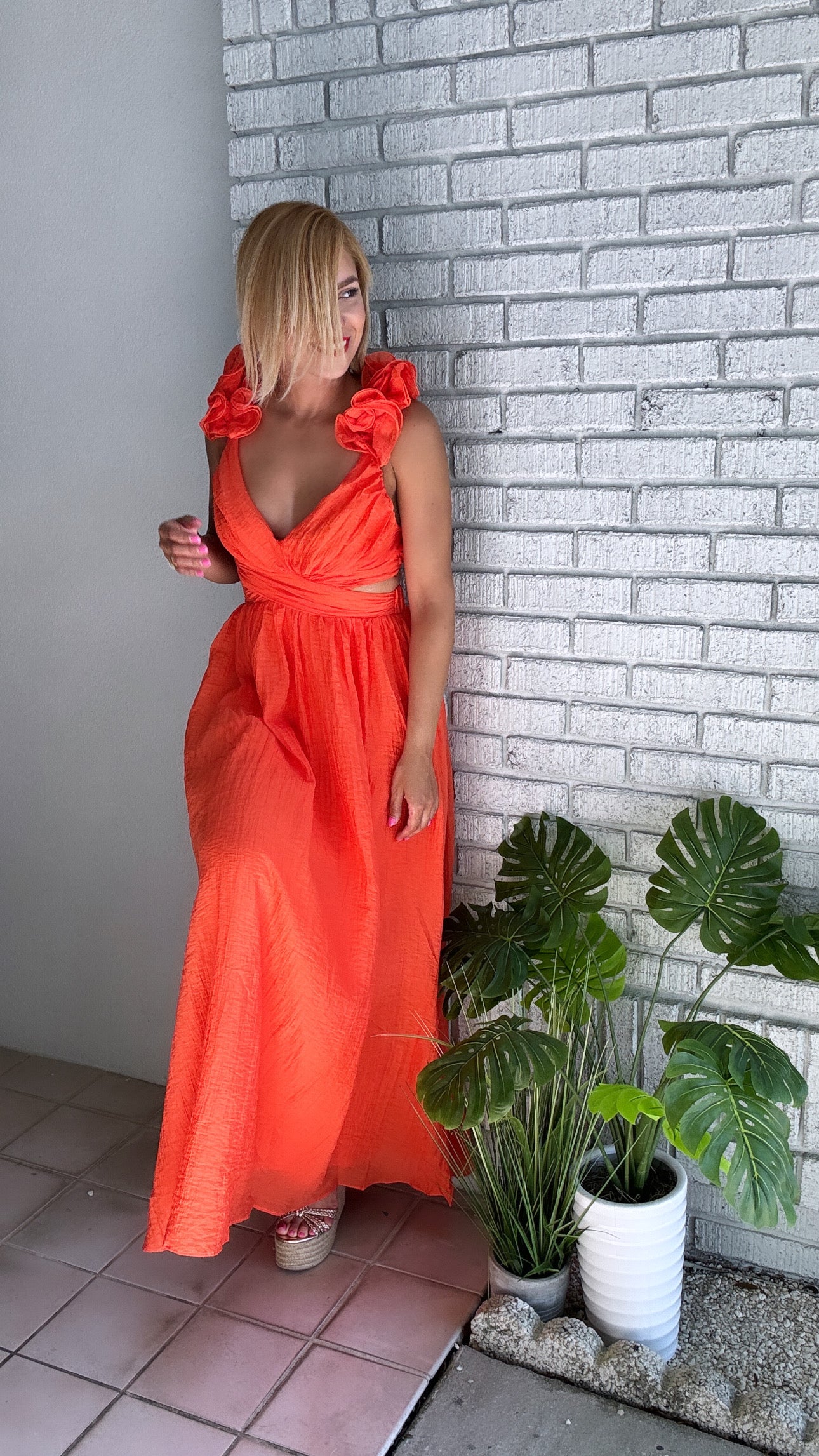 Corina Orange Maxy Dress