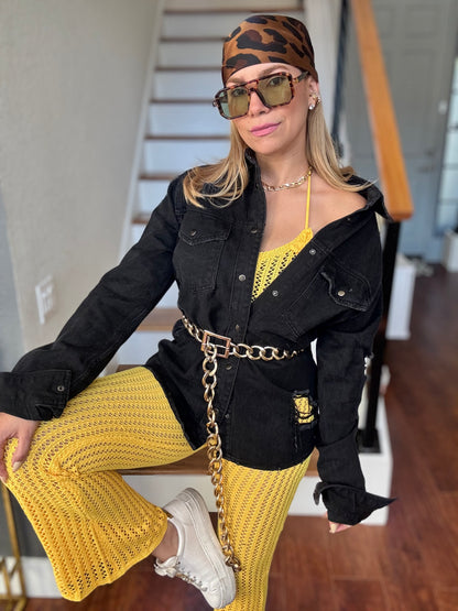 Thailandia Croshet Jumpsuit/ coverup Yellow