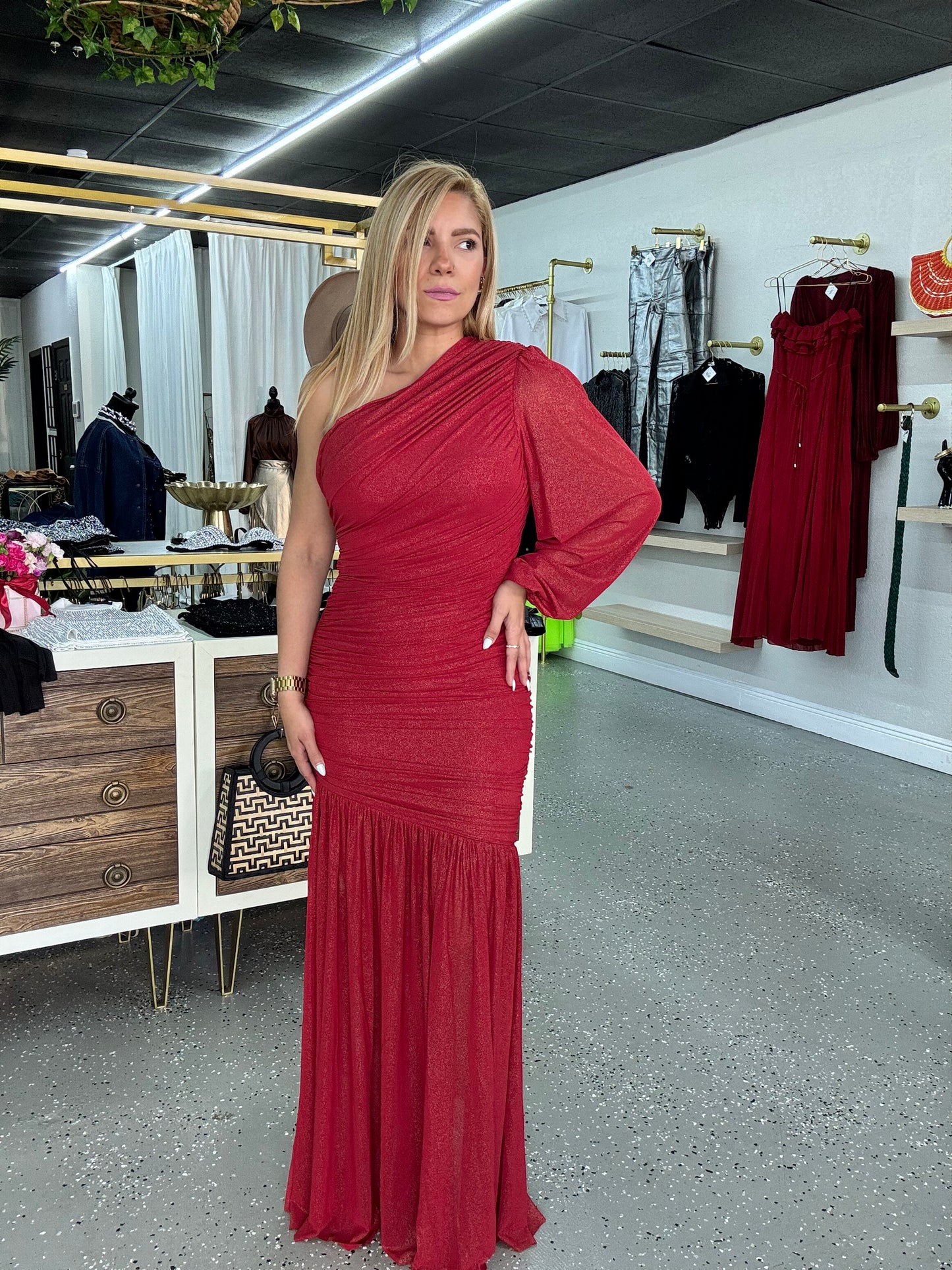 Agata Dress Red/ Gold
