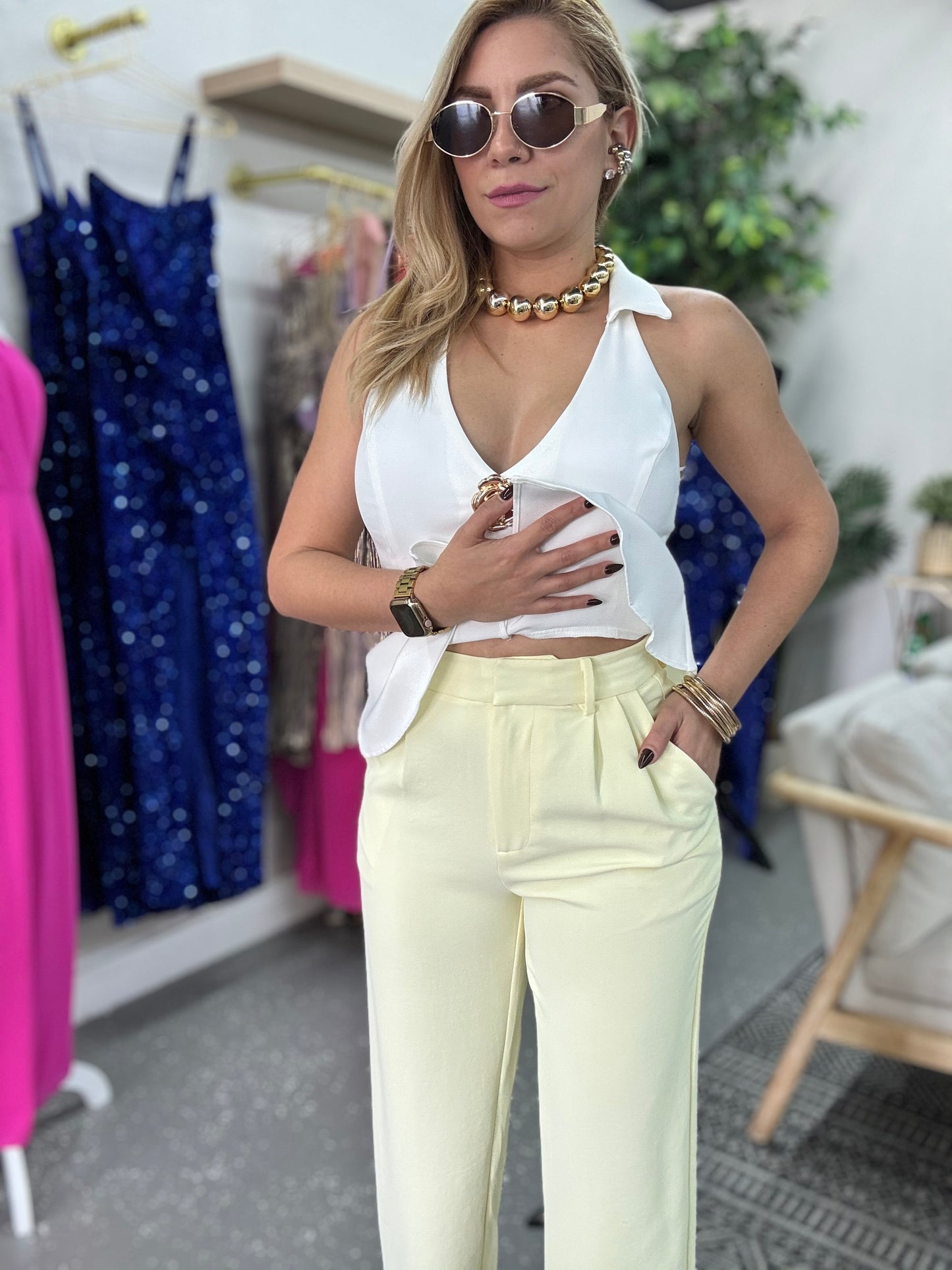 Sara Elegant Pant (soft yellow)