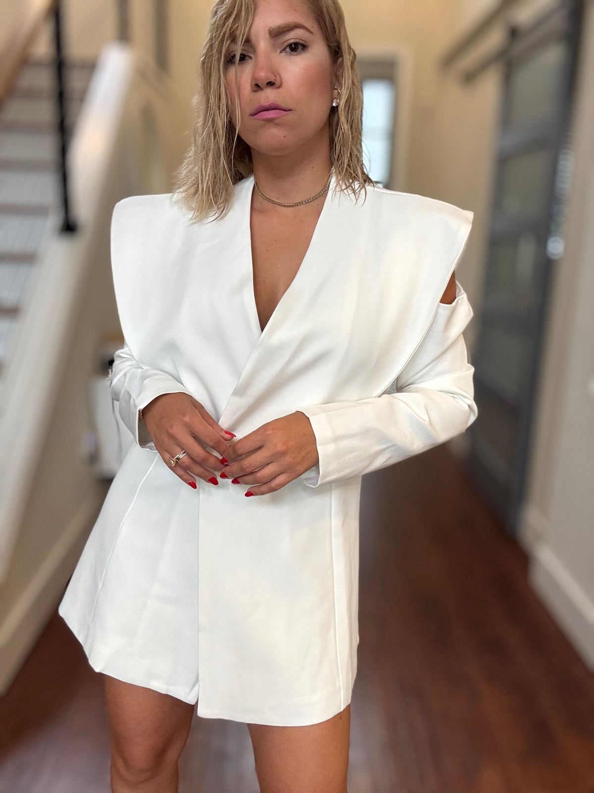Bianca Blazer Top – White