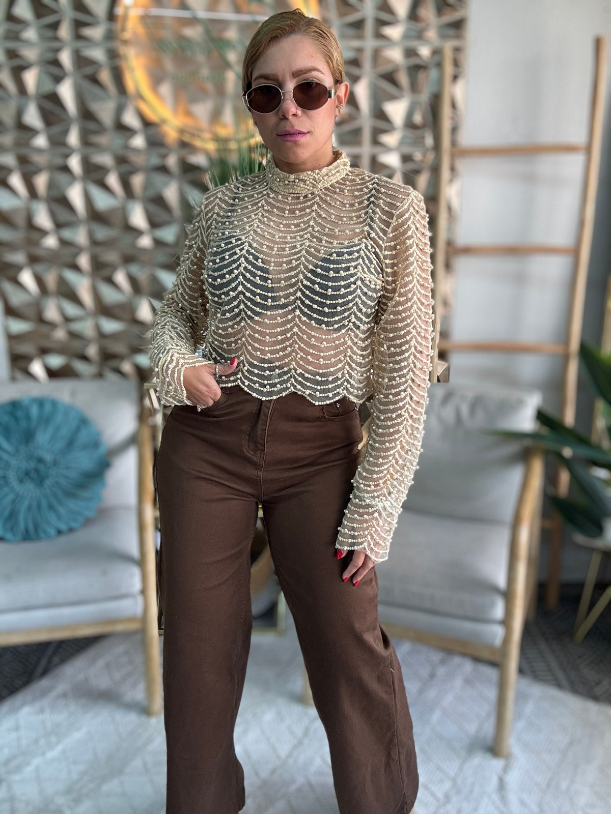 Idadora Pearl Top – gold