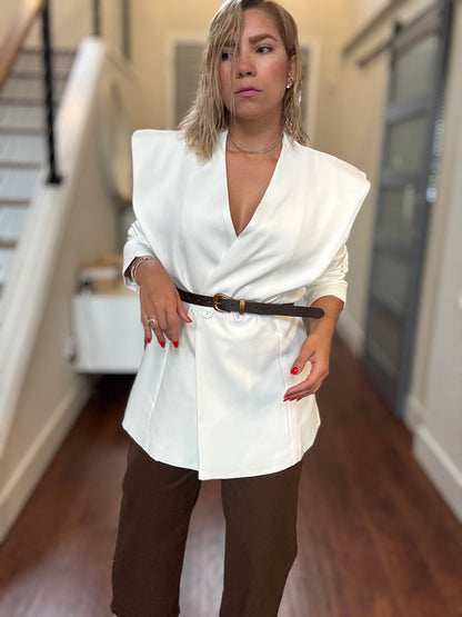 Bianca Blazer Top – White