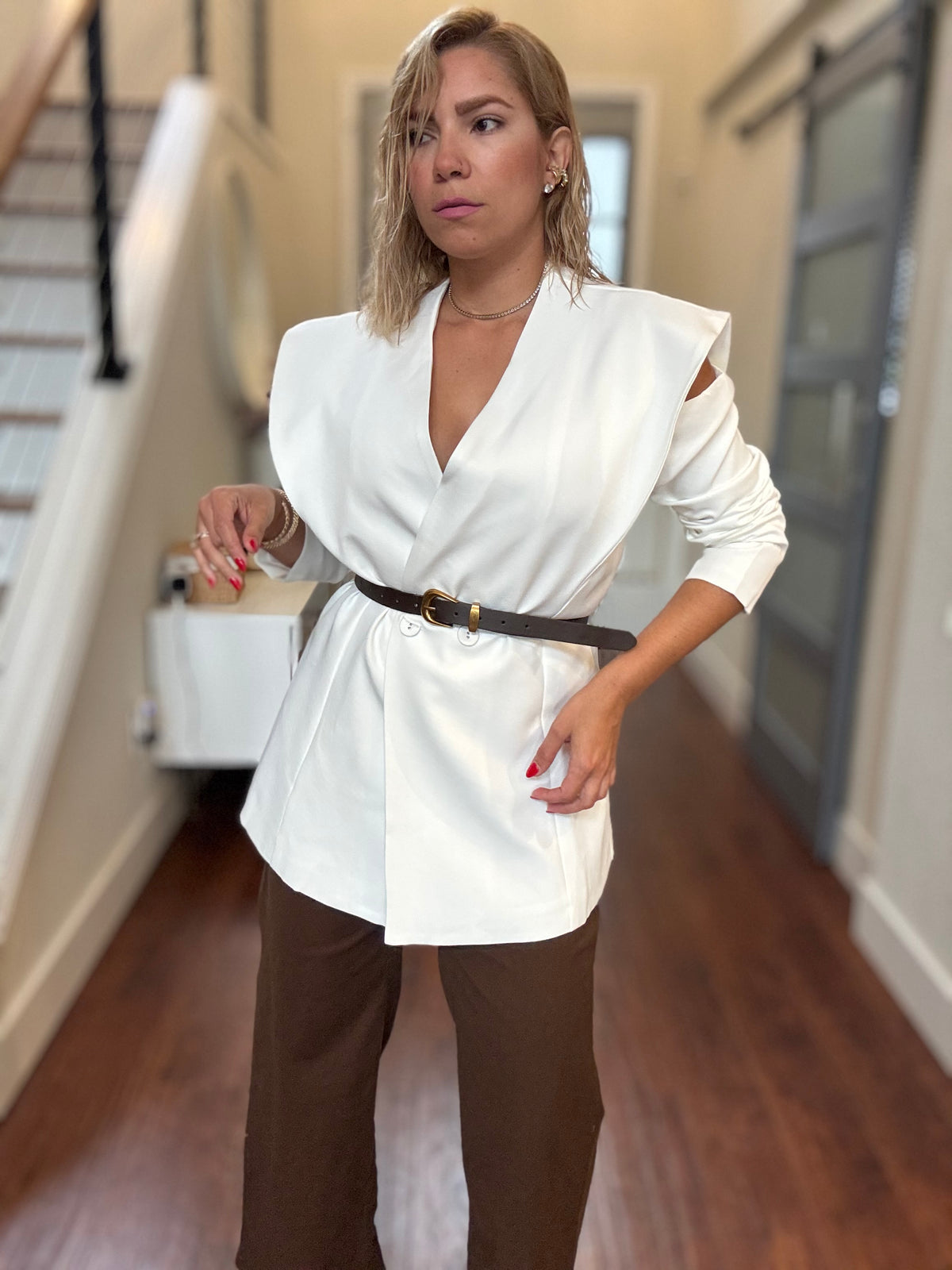 Bianca Blazer Top – White