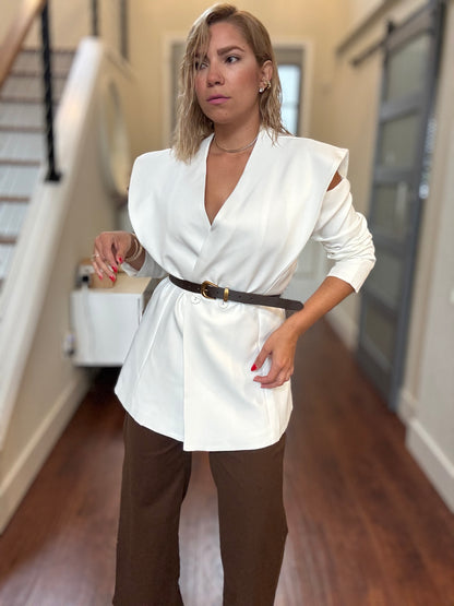 Bianca Blazer Top – White