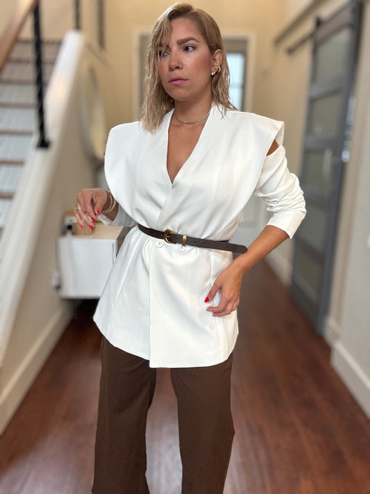 Bianca Blazer Top – White