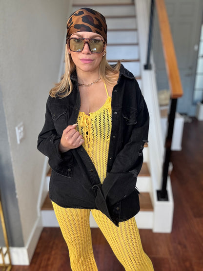Thailandia Croshet Jumpsuit/ coverup Yellow