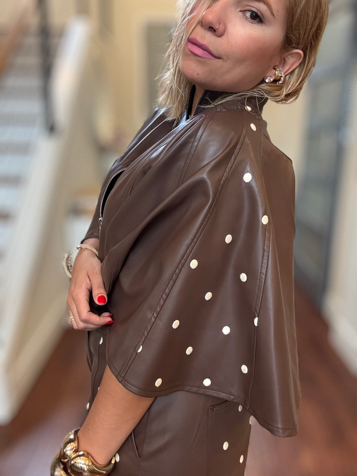 Nora Leather-Look Set – Brown