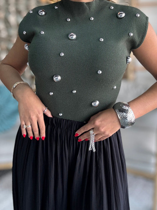 Isabella Studded Top – Green