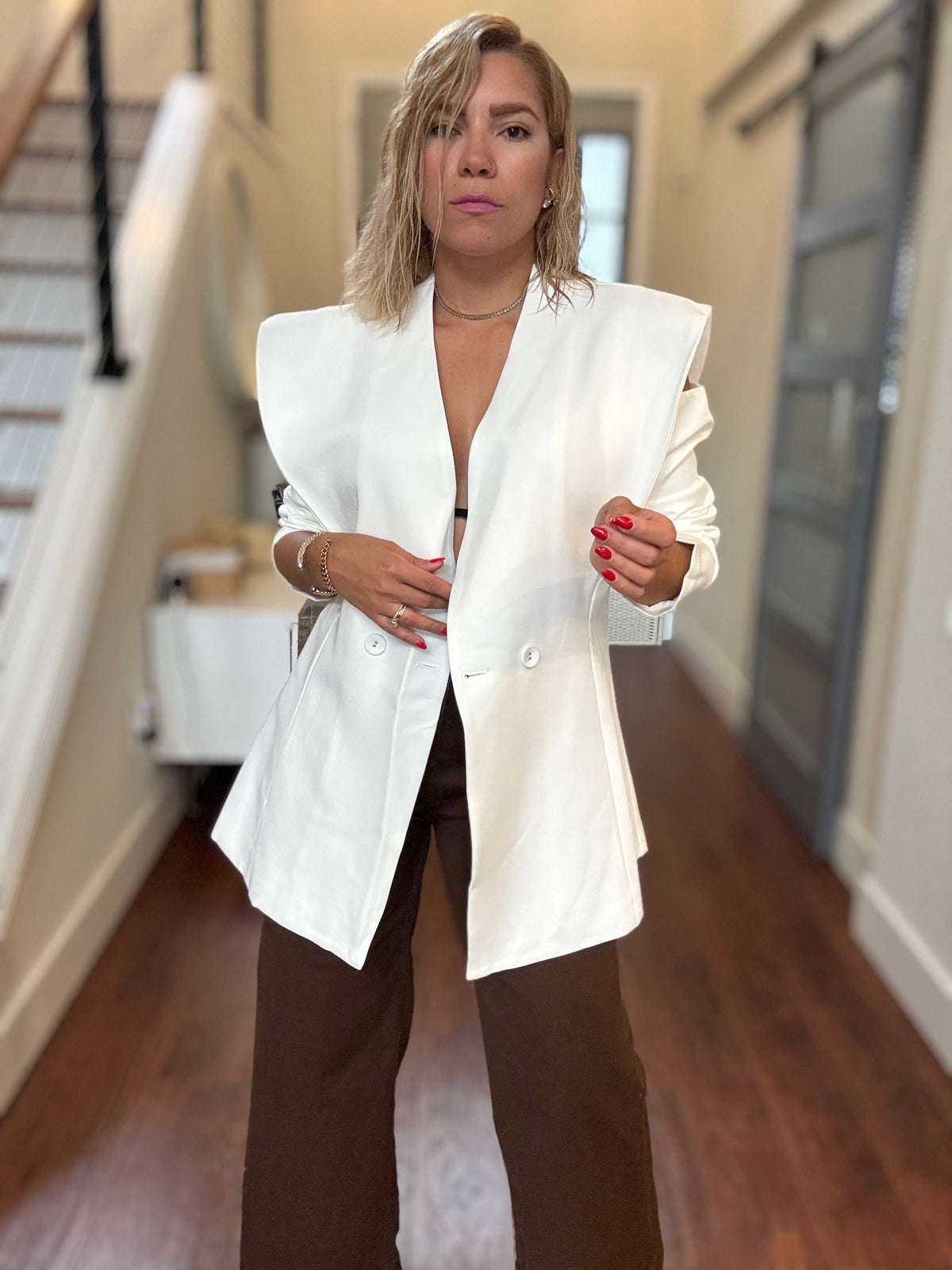 Bianca Blazer Top – White