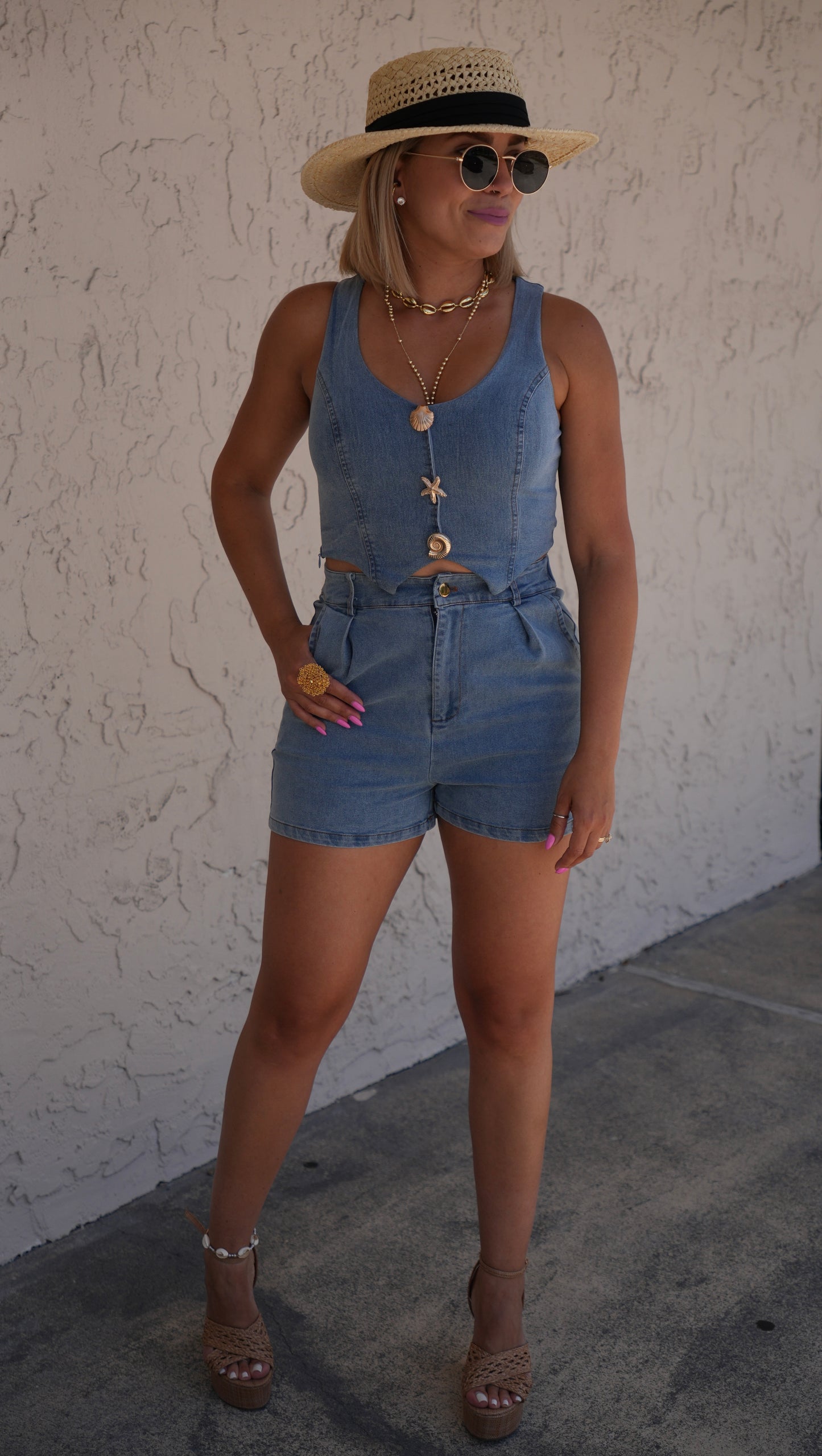 Nathalia Denim Short Set
