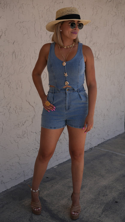 Nathalia Denim Short Set