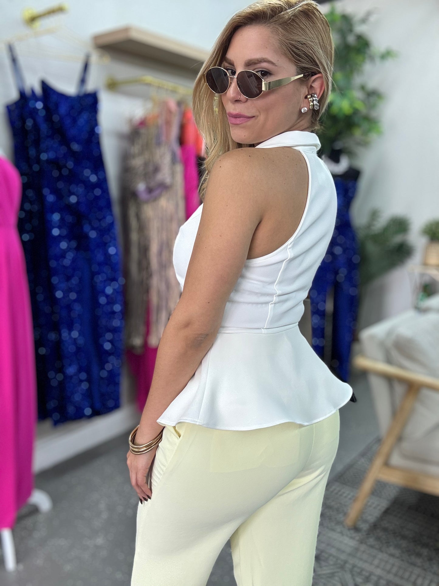 Flor Peplum Top (white)