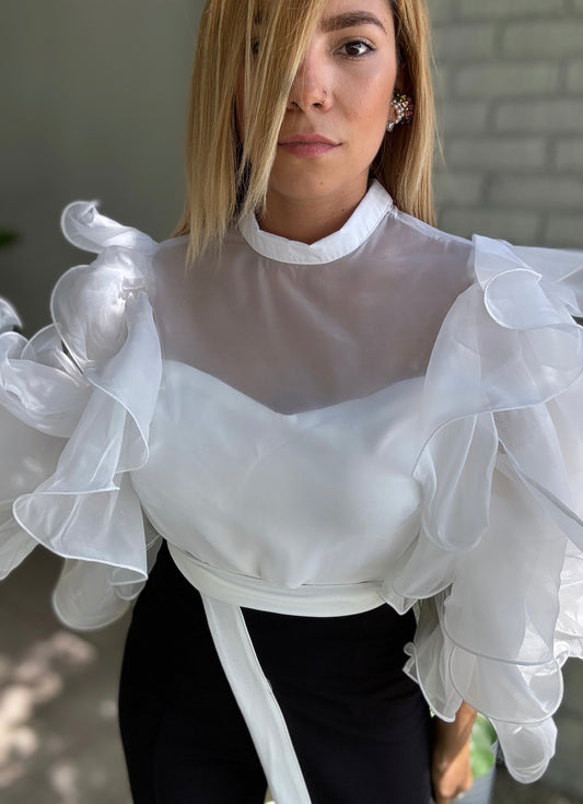 Perfection White Ruffle top