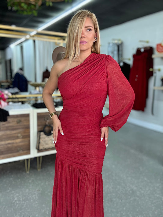 Agata Dress Red/ Gold