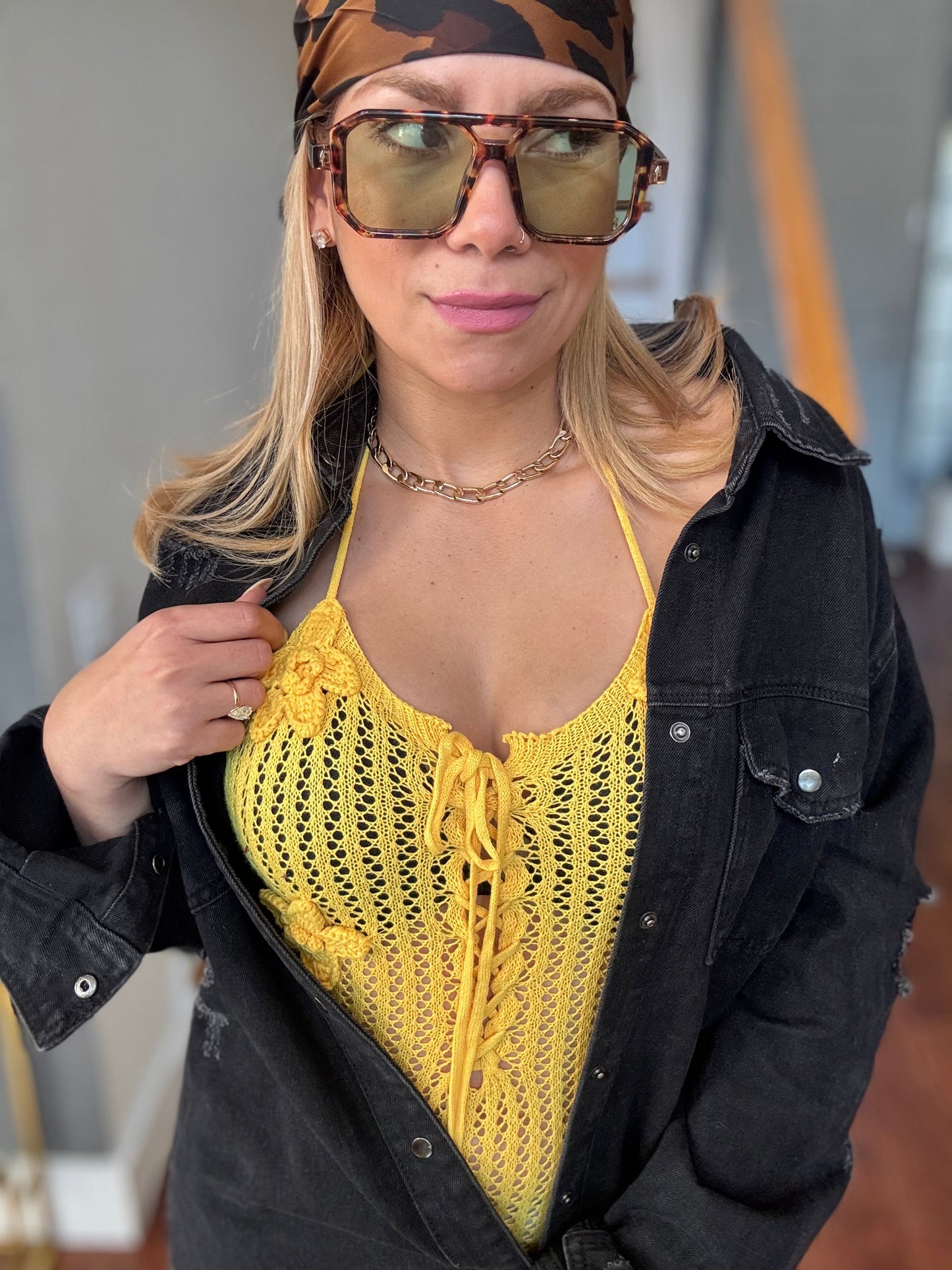 Thailandia Croshet Jumpsuit/ coverup Yellow