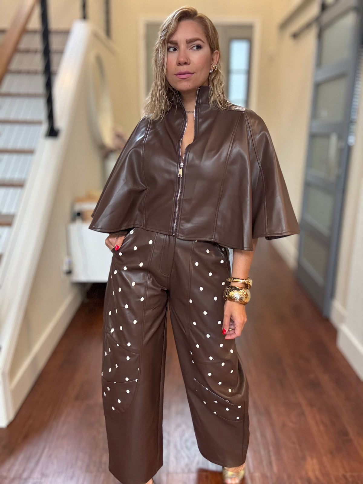 Nora Leather-Look Set – Brown